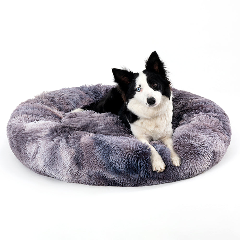 ChillPaw calming donut dog bed with raised bolster rim