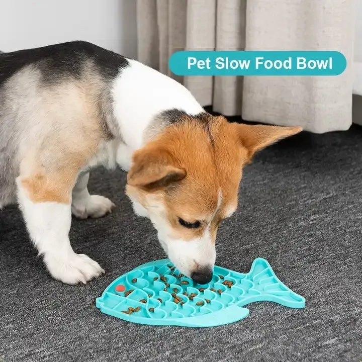 ChillPaw Suction Lick Mat with food spread into the grooves